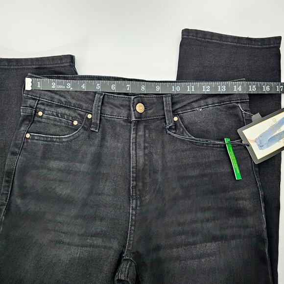 Rachel Roy Kindness Women's Black Mid-Rise Girlfriend Distressed Jeans Size 6/28 - Picture 12 of 16